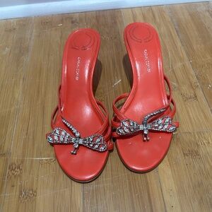 Stylish Casual Corner Women's Thin Heeled Sandals - Red, Size 6